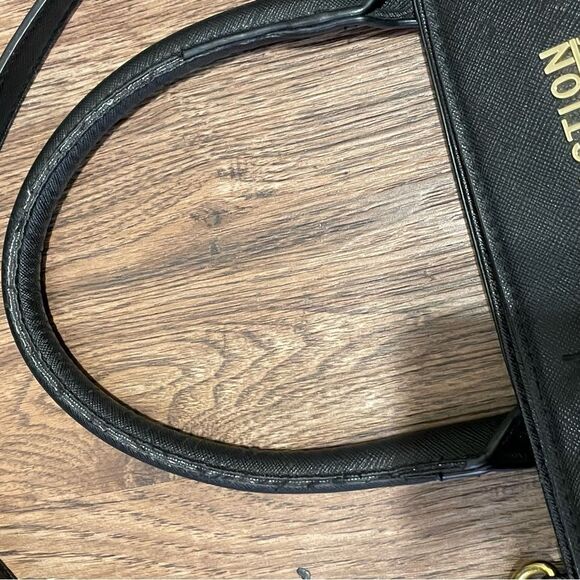 Kenneth Cole Reaction Triple Entry Harriet Handbag Purse Black w/ Gold Hardware - Picture 12 of 14